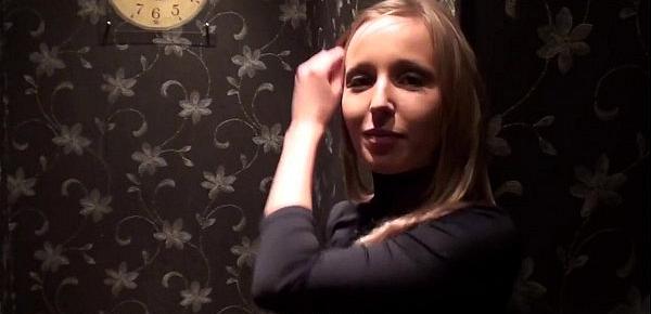  slim blonde shows striptease in the toilet